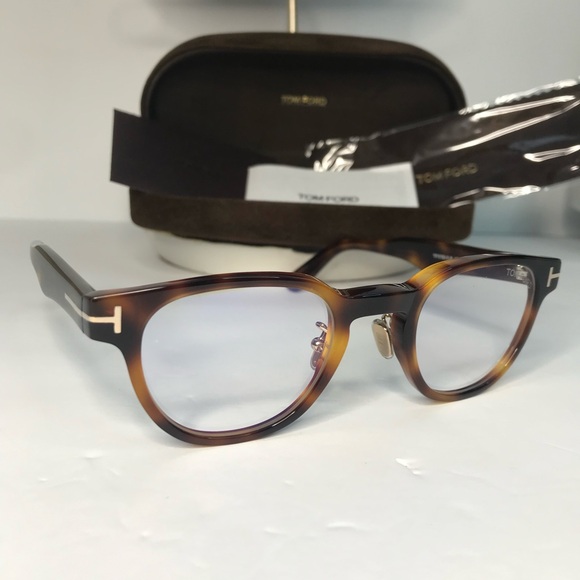 New Authentic Tom Ford FT5783-D-B 053 47 Shiny Classical Havana/T Logo Eyeglass - Picture 4 of 14